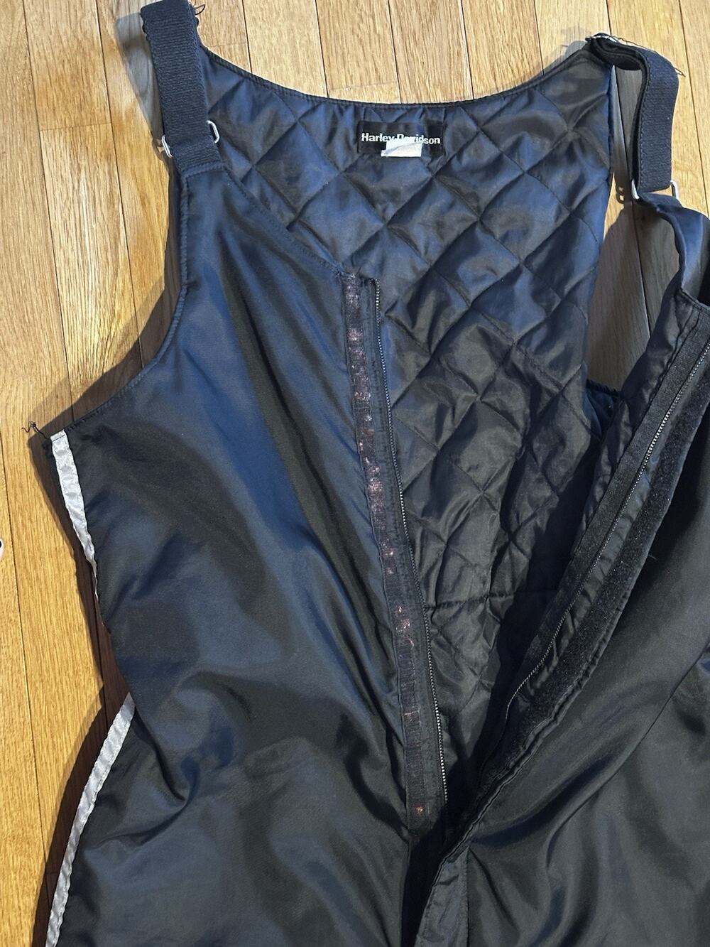 Vtg Harley Davidson Cold Weather Riding Bib Black W/ Reflective Trim, Men’s 2XL